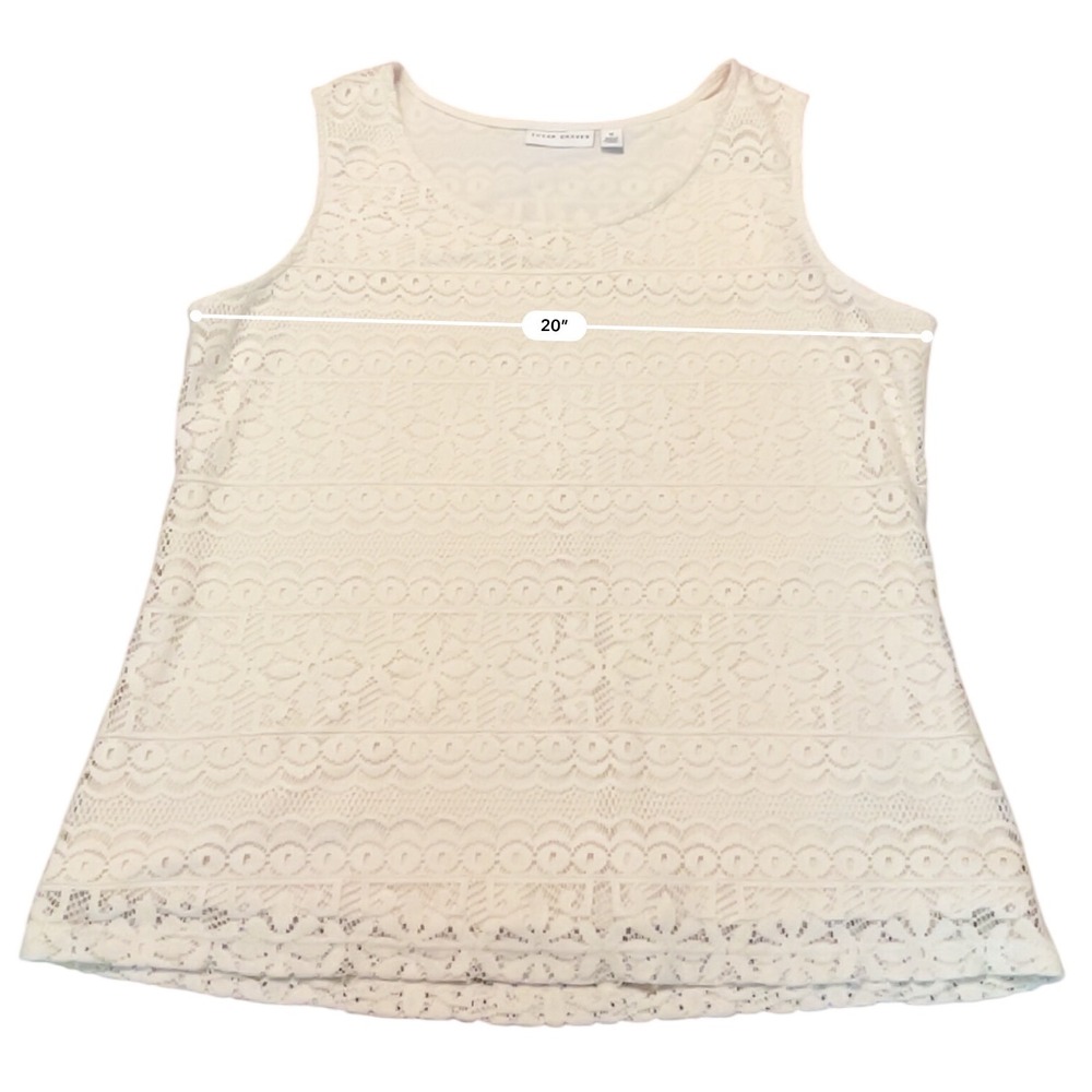 Susan Graver Lace Tank Top Womens Medium Cream Floral Sleeveless Boho Romantic - Picture 6 of 10